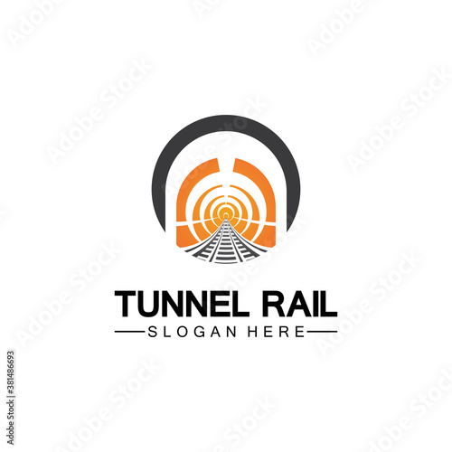 Rail with tunnel logo icon vector design template