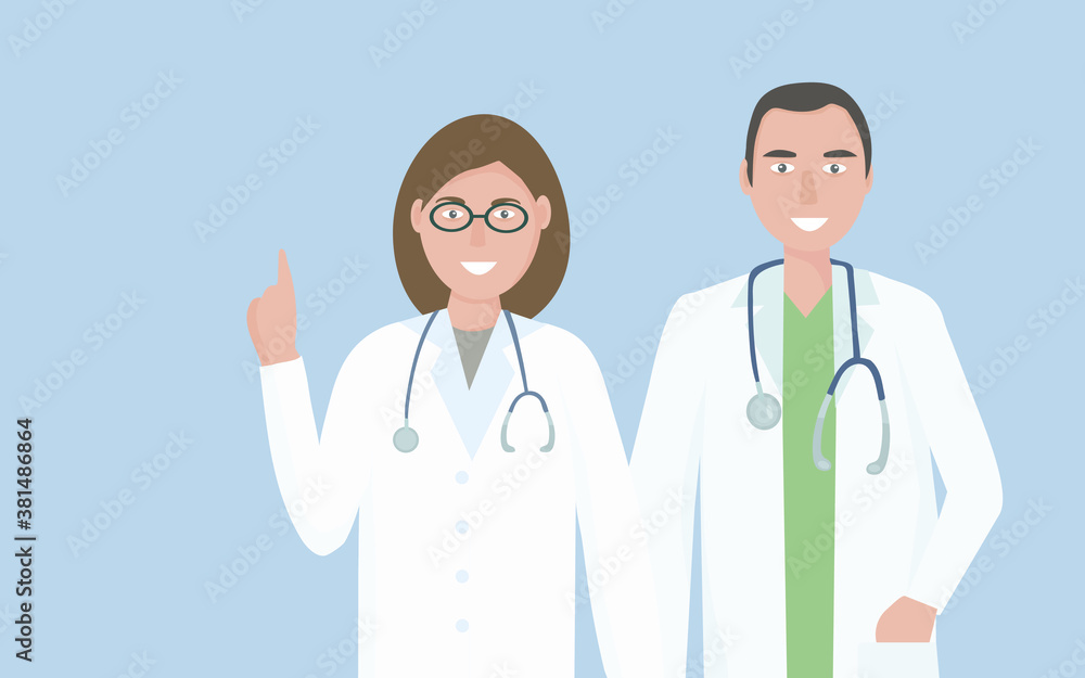 A team of doctors, medical workers. The concept of medical care and assistance to people. Vector flat illustration