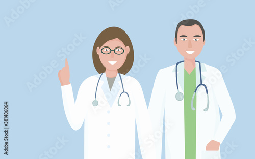 A team of doctors, medical workers. The concept of medical care and assistance to people. Vector flat illustration