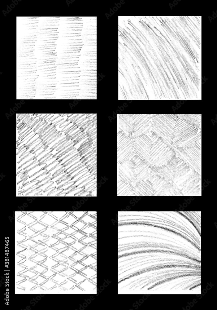 Fototapeta Set of six square pencil textures