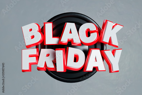 Black Friday 3D render logo letter white e red