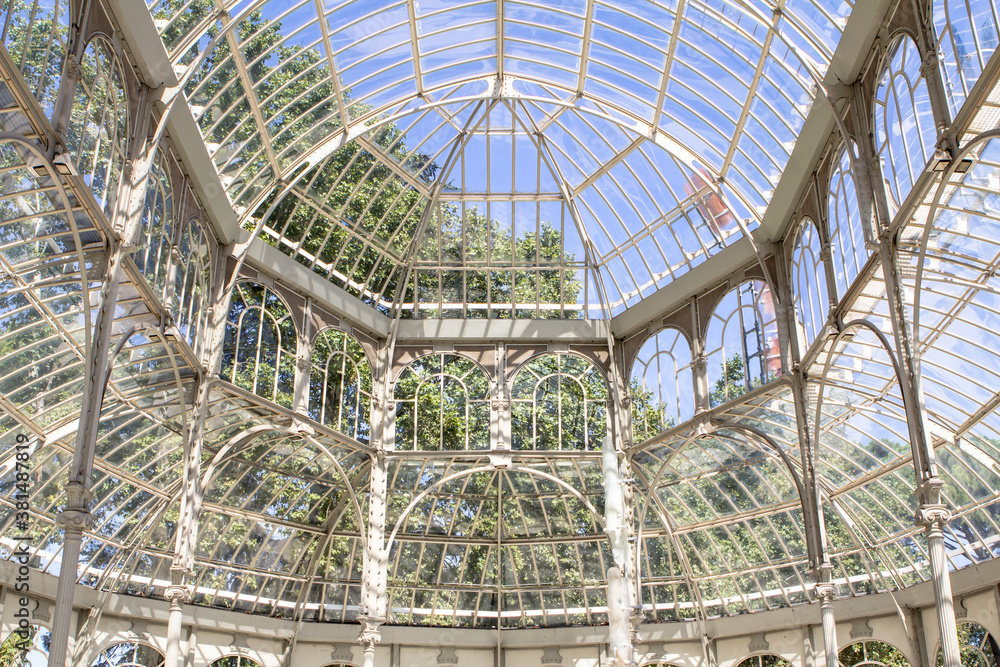 Inside of the Palacio de Cristal in Madrid, Spain