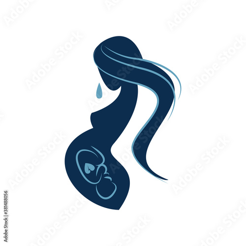 pregnancy loss, abortion, Miscarriage concept. Woman is crying in hospital or clinic. She lost her child. Flat Vector illustration.