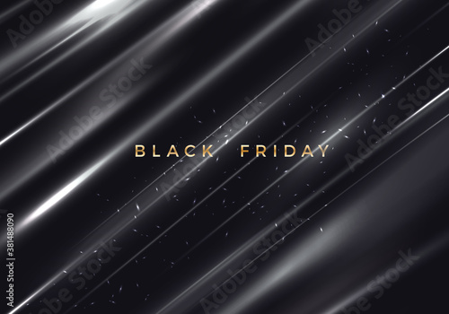 Black Friday Sale Banner Design. Luxury Black Striped Background. Dark Vector Advertising Illustration.