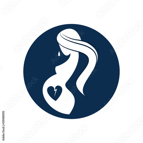 pregnancy loss, abortion, Miscarriage concept. Woman is crying in hospital or clinic. She lost her child. Flat Vector illustration.