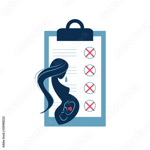 pregnancy loss, abortion, Miscarriage concept. Woman is crying in hospital or clinic. She lost her child. Flat Vector illustration.