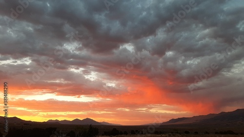 Rural Nevada High Desert Mountain Sunset.
