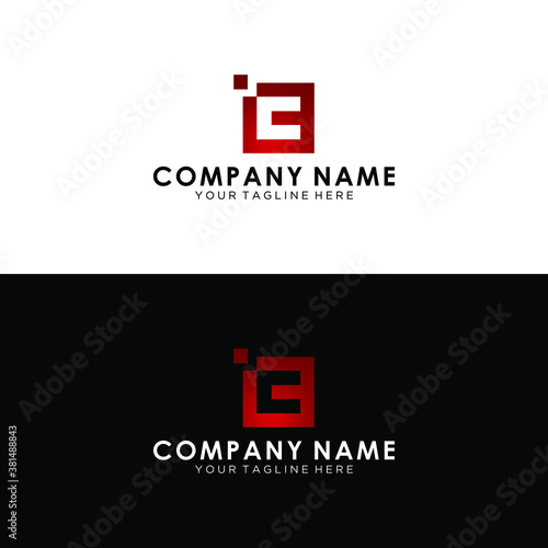 IC Letter Logo With Red Line Design. Outline Lettering Symbol Vector Illustration on a black and white background.