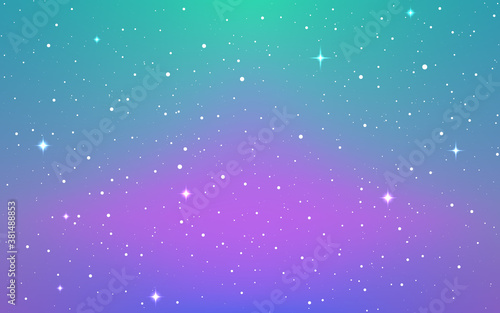 Space background. Soft purple cosmos with shining stars. Colorful starry galaxy. Bright infinite universe and stardust. Magic milky way. Vector illustration