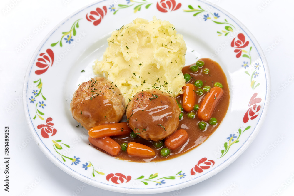 meatballs with mashed potato and vegetables meatballs with mashed potato and vegetables