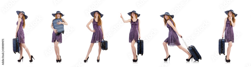 Woman ready for summer holiday isolated on white Woman ready for summer holiday isolated on white
