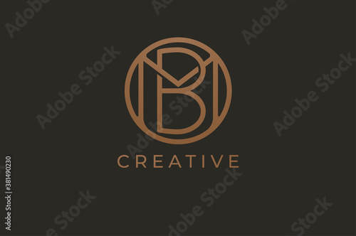 Abstract initial letter M and B logo,usable for branding and business logos, Flat Logo Design Template, vector illustration