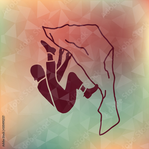 Climber silhouette an a rock vector illustration