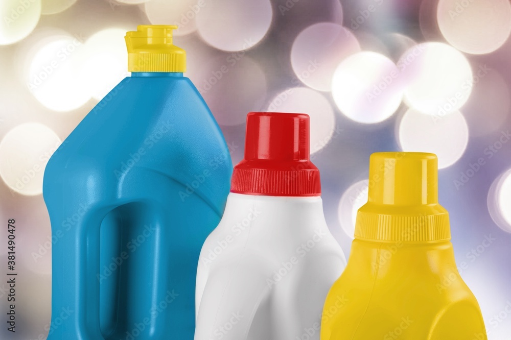Plastic bottle with household chemicals on light background Plastic bottle with household chemicals on light background