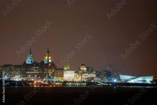 The skyline of the city of Liverpool at night