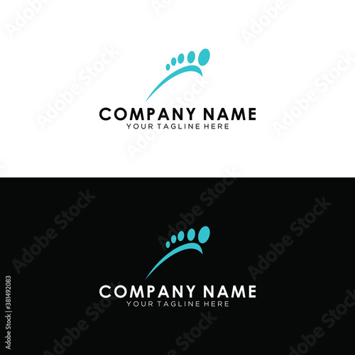 footprint foot mark leg walks vector logo icon silhouette 1 on a black and white background.