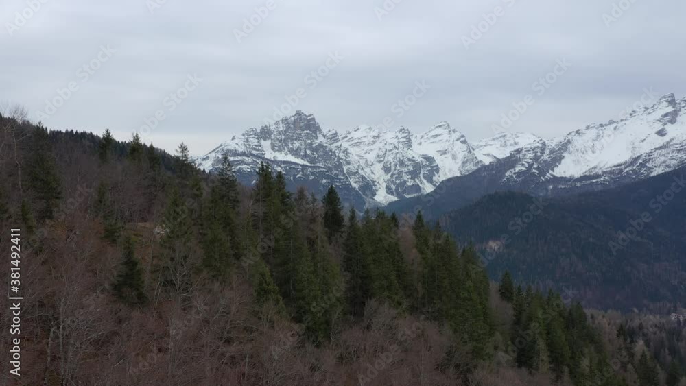 aerial snow covered mountain peaks in alps at winter aerial snow covered mountain peaks in alps at winter