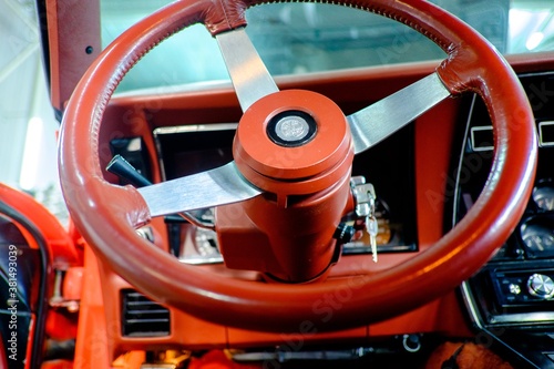 Interior in retro sport car