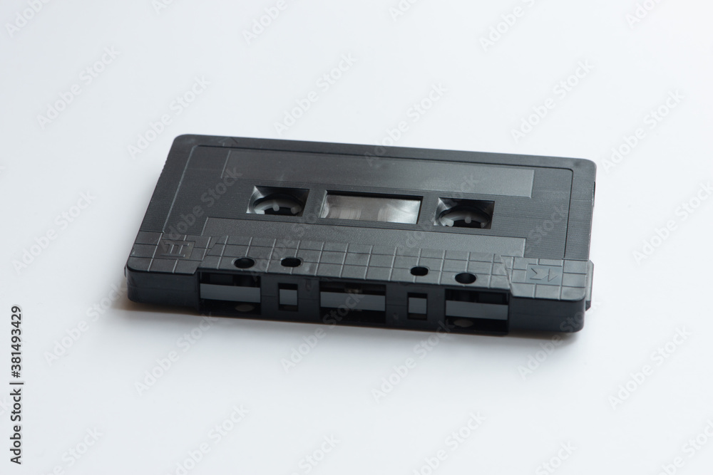 Retro plastic cassette tape from 70s 80s 90s. Concept of music history. Retro plastic cassette tape from 70s 80s 90s. Concept of music history.