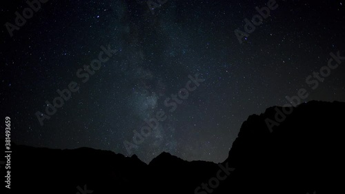 nightscape, night full of stars, the milkyway seen from Geisalpsee direction Rubihorn, Allgäu, Bavaria, Germany