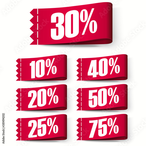 Price-tag Labels, Red Discount labels. Super sale. Vector