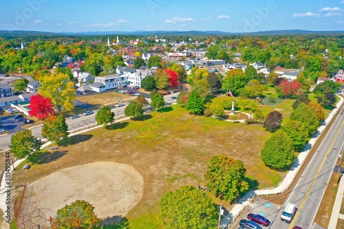 Aerial Drone Photography Of Downtown Rochester, NH (New Hampshire) During The Fall