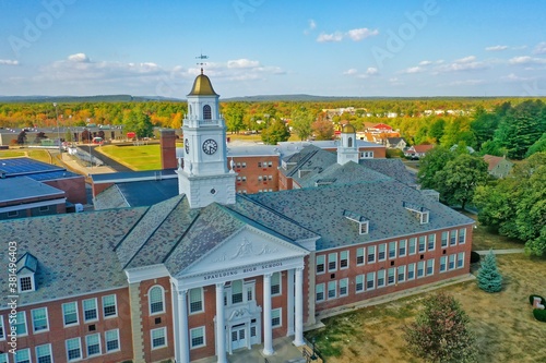 Aerial Drone Photography Of Downtown Rochester, NH (New Hampshire) During The Fall photo