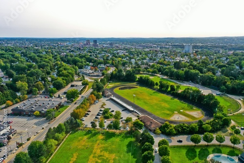 Aerial Drone Photography Of Downtown Manchester, NH (New Hampshire) During The Summer © Loud Canvas Media