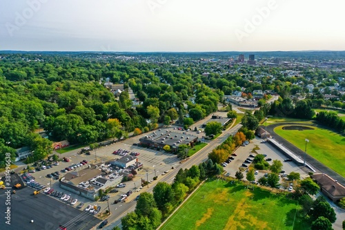 Aerial Drone Photography Of Downtown Manchester, NH (New Hampshire) During The Summer