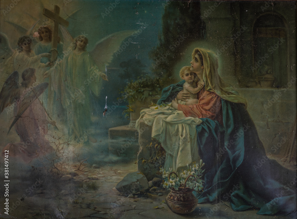 holy picture in a abandoned house detail