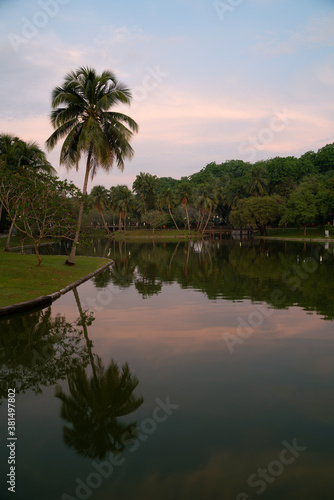 Majestic sunrise view of Sultan Salahuddin Abdul Aziz Shah mosque, known as Shah Alam mosque.