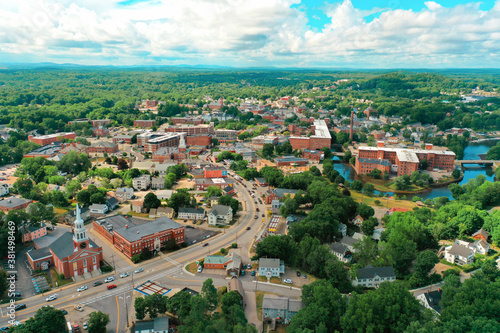 Aerial Drone Photography Of Downtown Dover, NH (New Hampshire) During The Summer