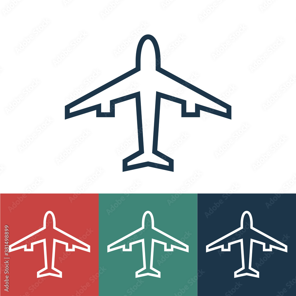 Linear vector icon with plane Linear vector icon with plane