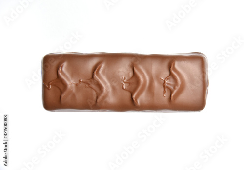 Delicious sweet candy bar on white background