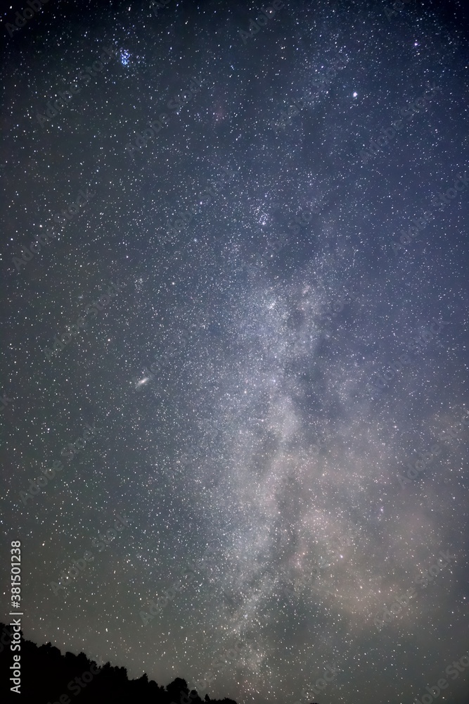 Fototapeta premium Milky Way Stars's On Night Sky From Nebrodi Park, Landmark Of Sicily Tourism Outdoor Activity