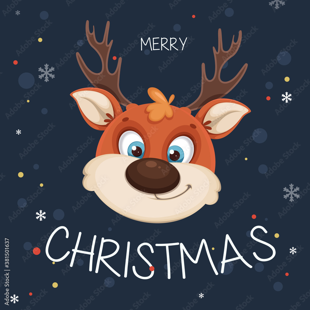 Cute Christmas deer. Funny reindeer Cute Christmas deer. Funny reindeer