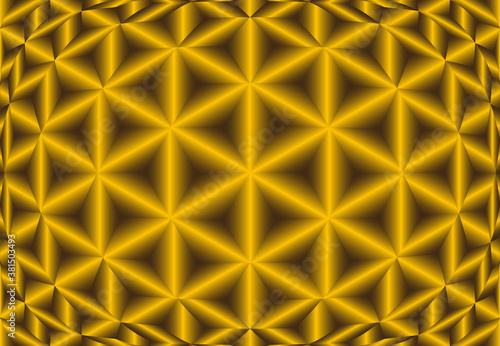 Abstract background of six-pointed golden stars with bloating effect in the center