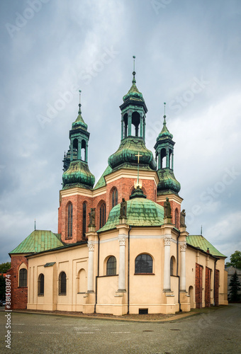 View of Church of Saints Peter and Paul on Tumsky Island in rainy day: Poznan / Poland - September 28, 2020