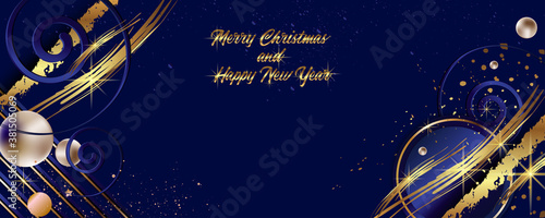 A universal version of the basis for a Wedding or Christmas gold elements dots circles and lines design black background abstract shiny color golden