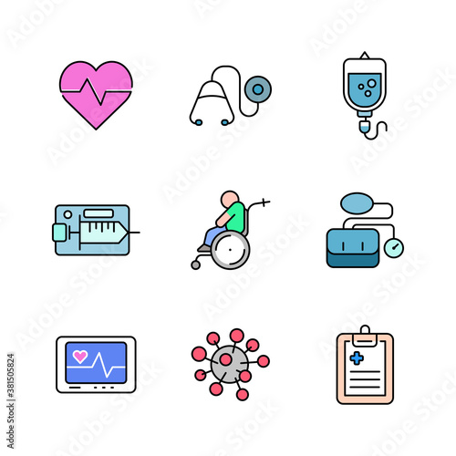 Outline filled hospital and medical icon vol 2