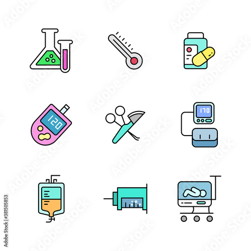 Outline filled hospital and medical icon vol 4