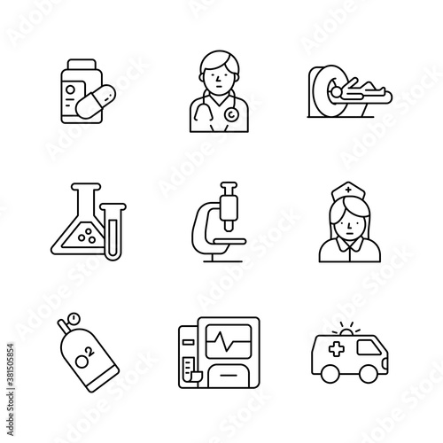Outline thin hospital and medical icon vol 1