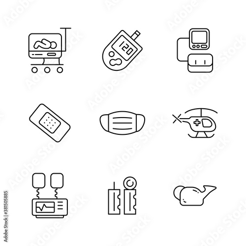 Outline thin hospital and medical icon vol 4