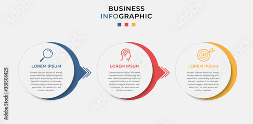 Business Infographic design template Vector with icons and 3 three options or steps. Can be used for process diagram, presentations, workflow layout, banner, flow chart, info graph
