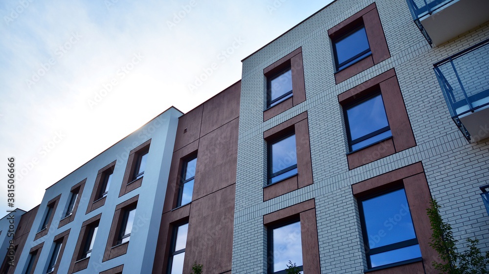Futuristic square architecture of apartment building for real estate with big windows. Futuristic square architecture of apartment building for real estate with big windows.