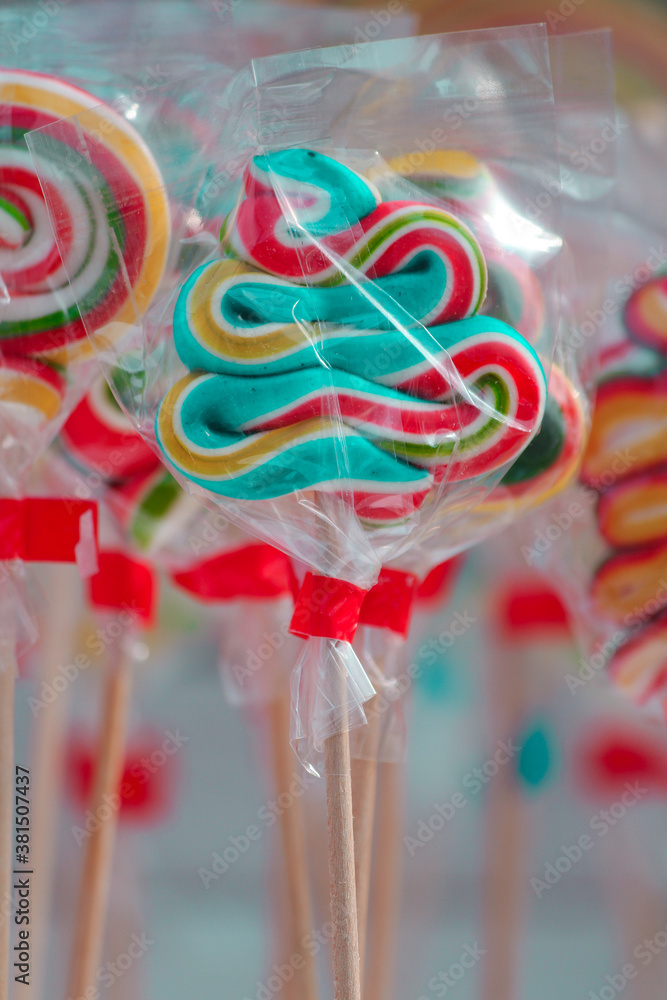 Colorful lollipops on a stick