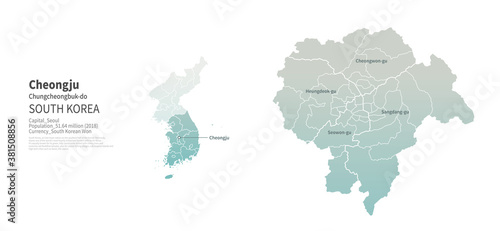 cheongju-si map. Map by Administrative Region of Korea.
