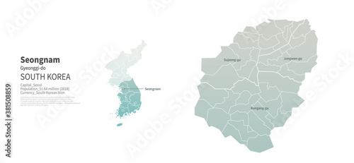 seongnam-si map. Map by Administrative Region of Korea.