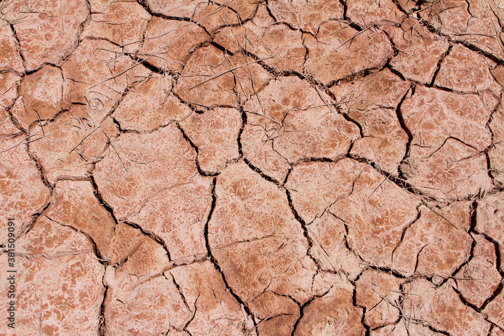 Natural dry soil background with cracks, human impact effect Natural dry soil background with cracks, human impact effect