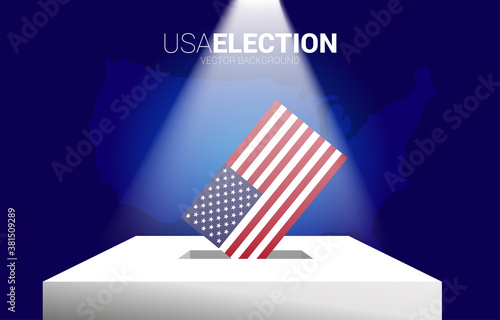 USA flag put in election box. concept for America election vote theme background.